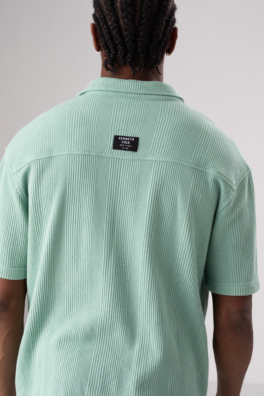 חולצת סריג מכופתרת בטקסטורת משבצות