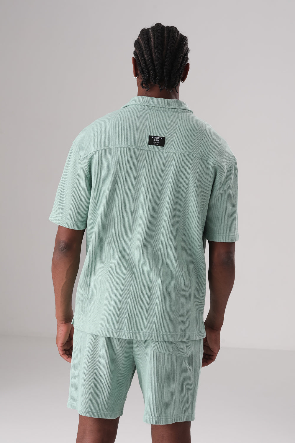 חולצת סריג מכופתרת בטקסטורת משבצות