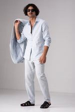 חולצה מכופתרת במראה פשתן