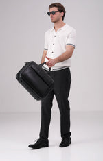 סריג פולו מכופתר דק עם סיומות קונטרסטיות