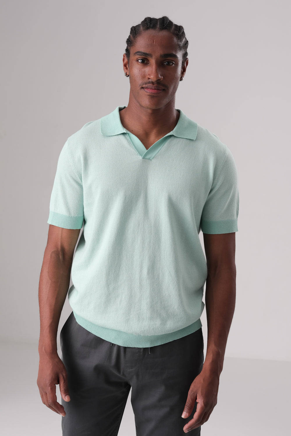 סריג פולו דק ללא כפתורים