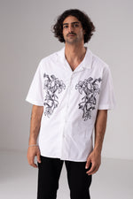 חולצה מכופתרת עם רקמת פרחים