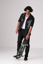 חולצה מכופתרת עם רקמת פרחים