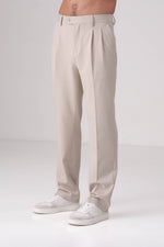 מכנסיים סמי פורמל בגזרה רחבה עם שני פנסים