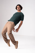 מכנסיים סמי פורמל בגזרה רחבה עם שני פנסים