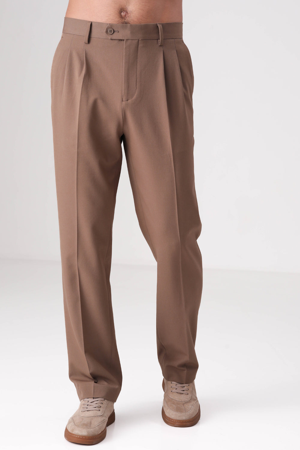 מכנסיים סמי פורמל בגזרה רחבה עם שני פנסים