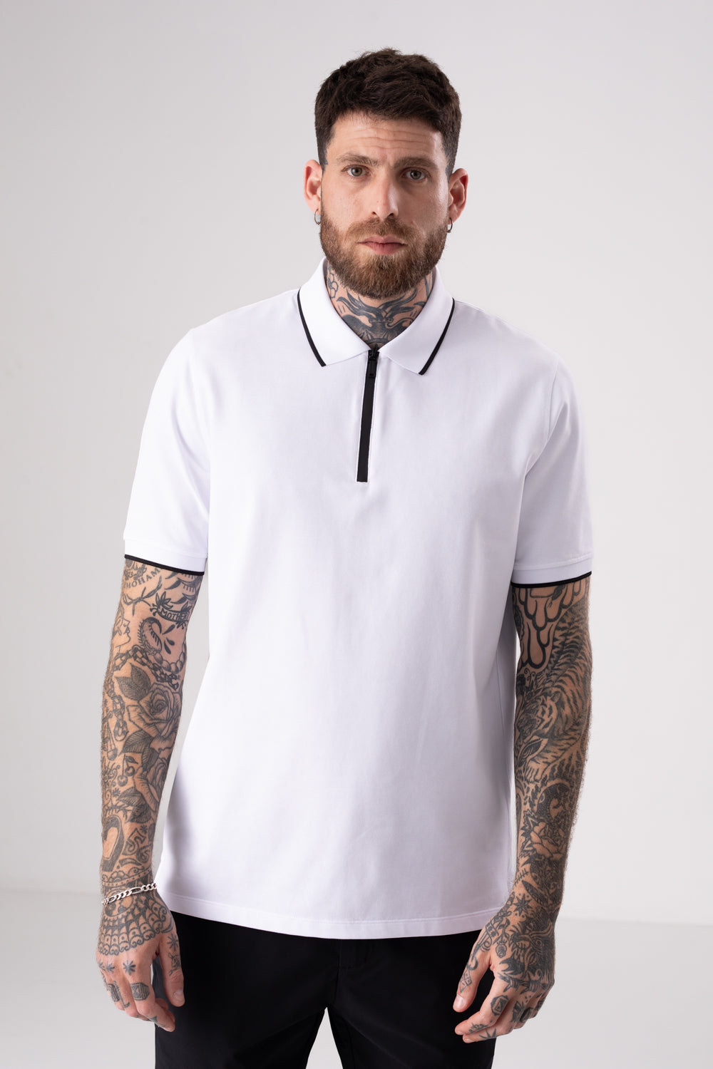 חולצת פולו פיקה סגירת רוכסן