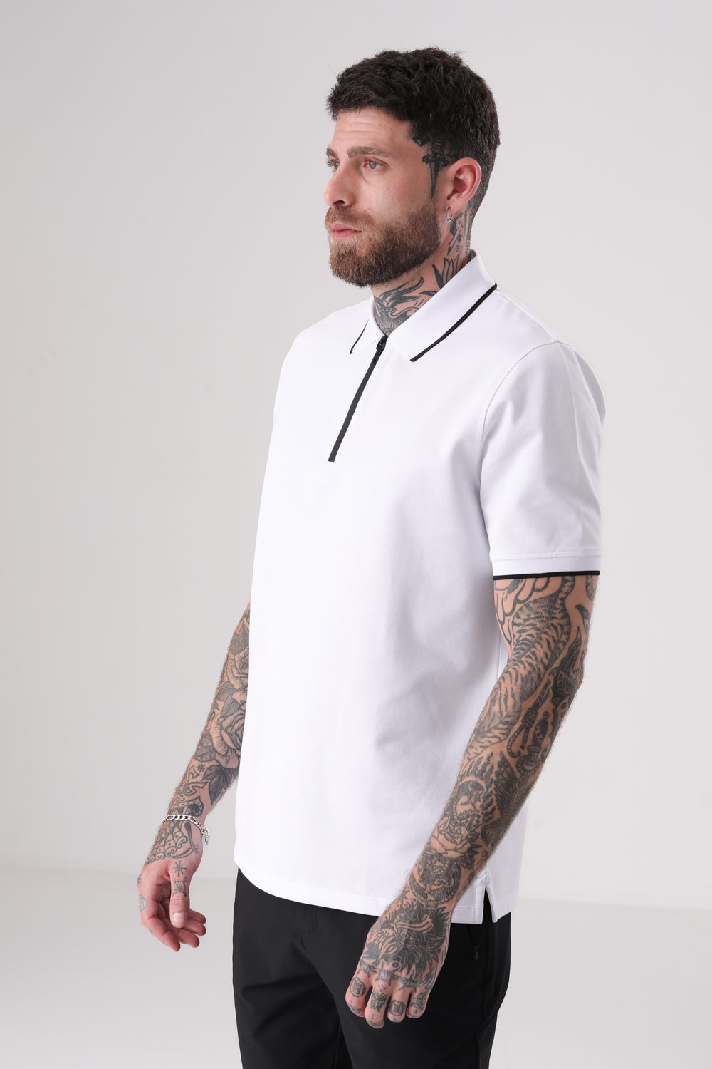 חולצת פולו פיקה סגירת רוכסן