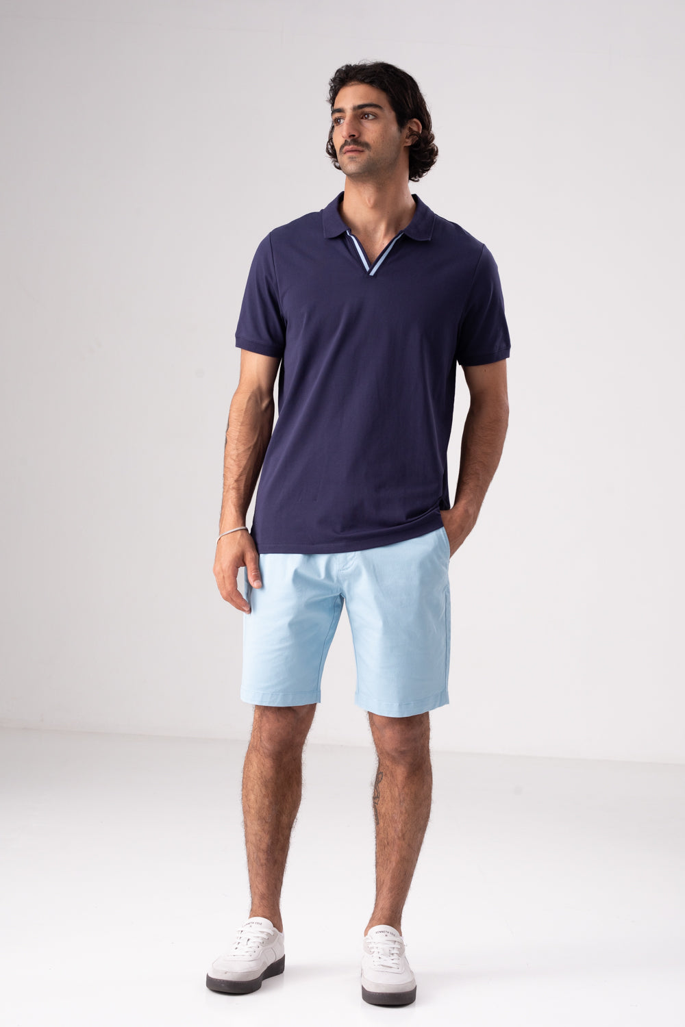 חולצת פולו חלקה לגברים