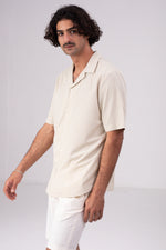 חולצה מכופתרת אוברסייז שרוולים קצרים