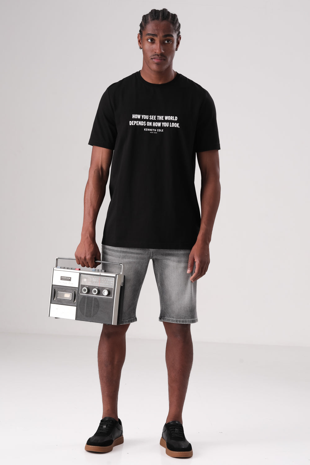 מכנסי ברמודה ג'ינס במראה ווש