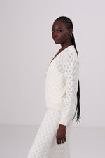 קרדיגן קרושה בצבע קרם