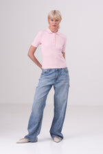 חולצת פולו ריב עם שרוולים קצרים