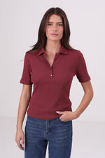 חולצת פולו ריב עם שרוולים קצרים