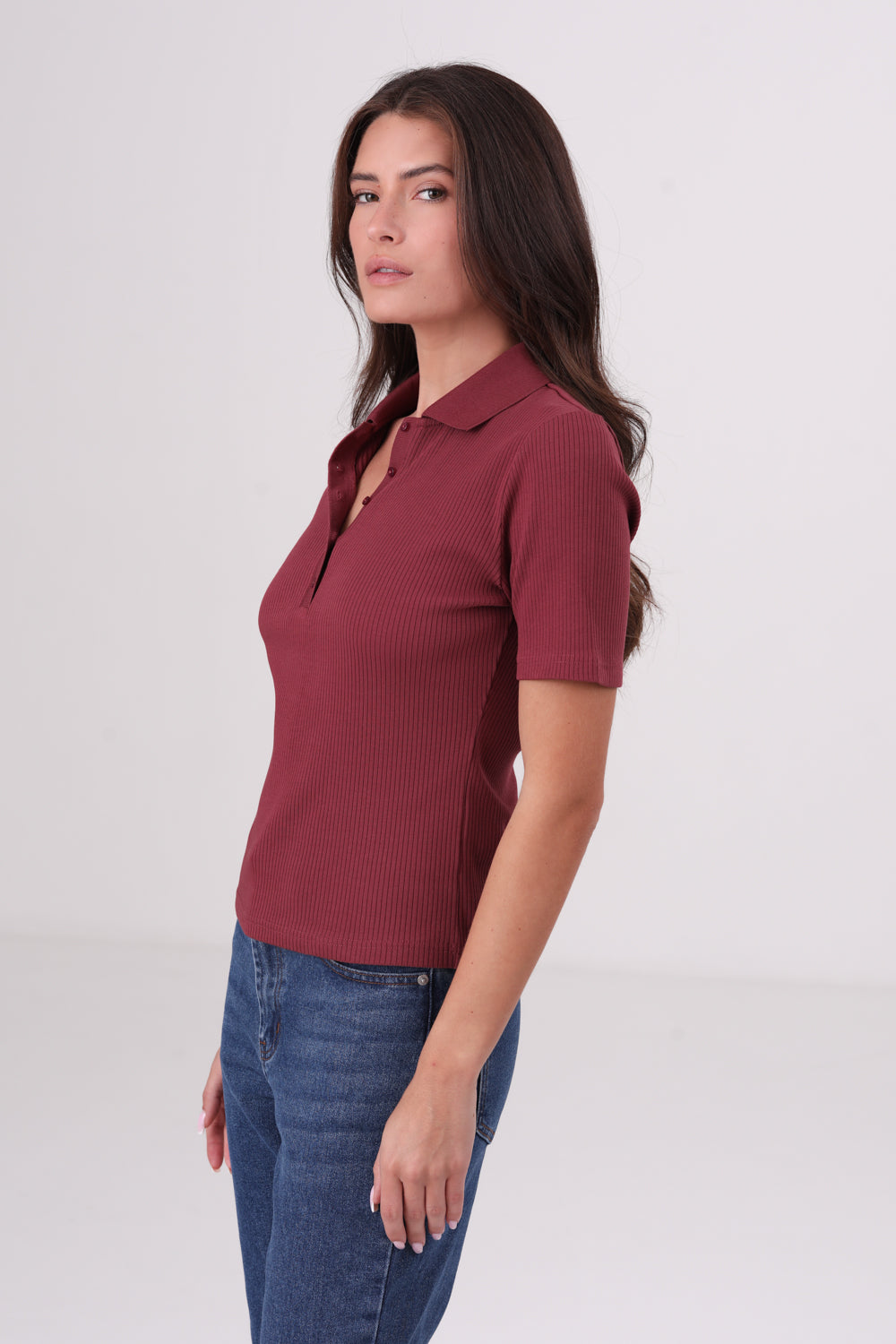 חולצת פולו ריב עם שרוולים קצרים