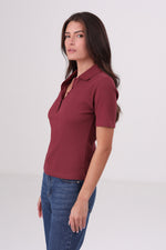 חולצת פולו ריב עם שרוולים קצרים