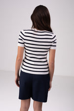 חולצת סריג פסים שרוולים קצרים