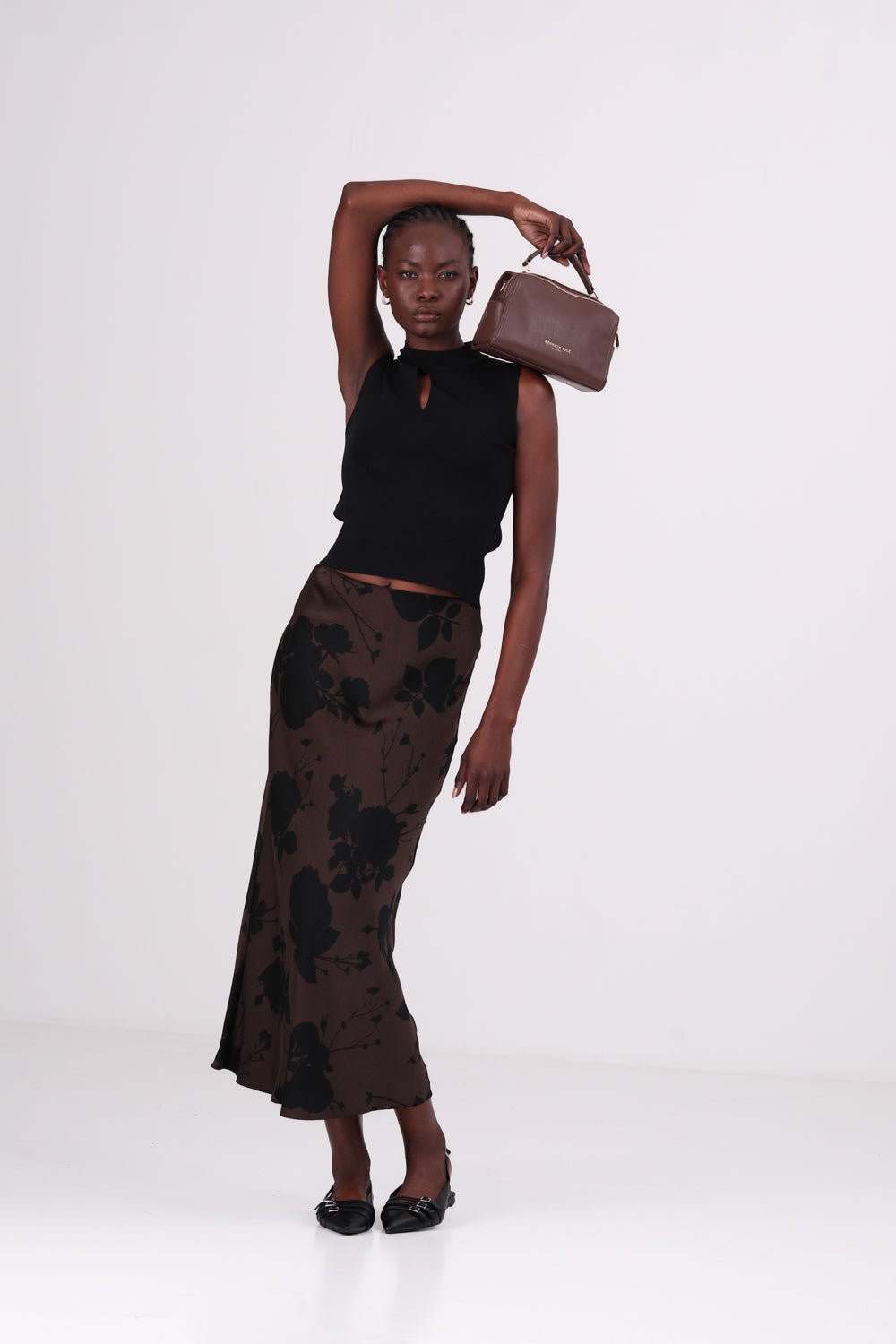 חצאית עם הדפס פרחוני לנשים