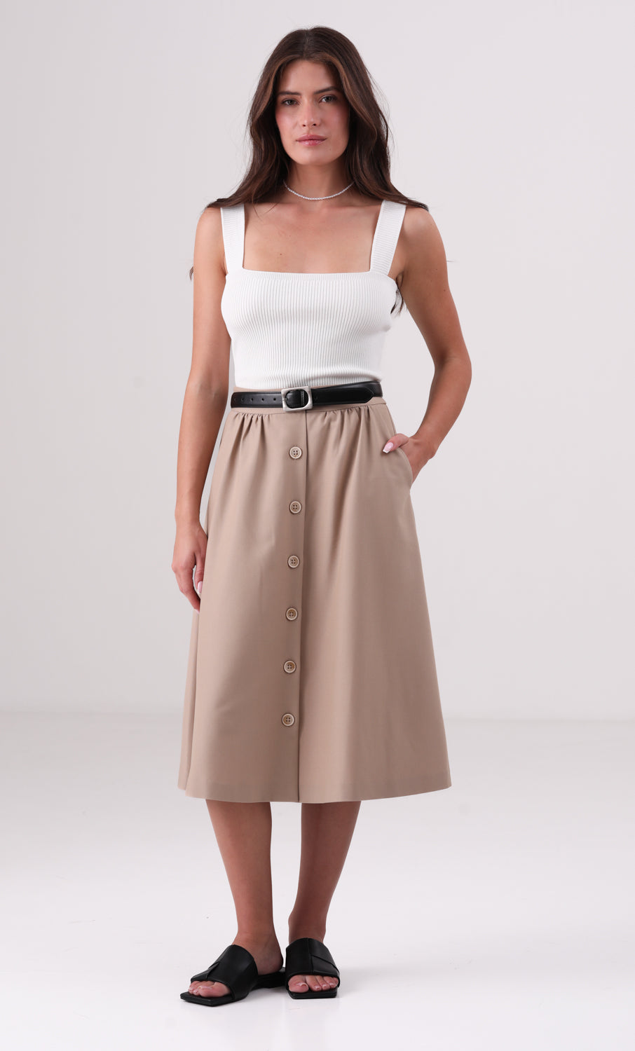 גופיית סריג עם כתפיות ריב לנשים