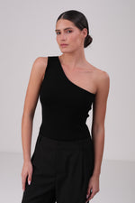 גופיית סריג וואן שולדר בצבע שחור