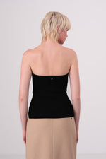 טופ סטרפלס סריג בצבע שחור