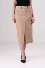 חצאית מידי מחויטת בצבע בז'