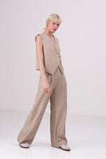 מכנסים רחבים עם קפלים לנשים