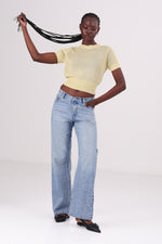 חולצת סריג עם שרוולים קצרים לנשים