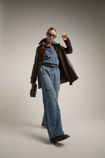 מעיל טראנץ דמוי עור בדפוס מנוחש | קנת קול