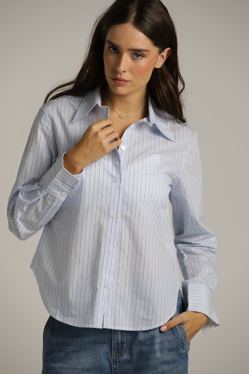 חולצה מכופתרת בטקסטורת פסים | קנת קול