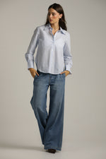 חולצה מכופתרת בטקסטורת פסים | קנת קול