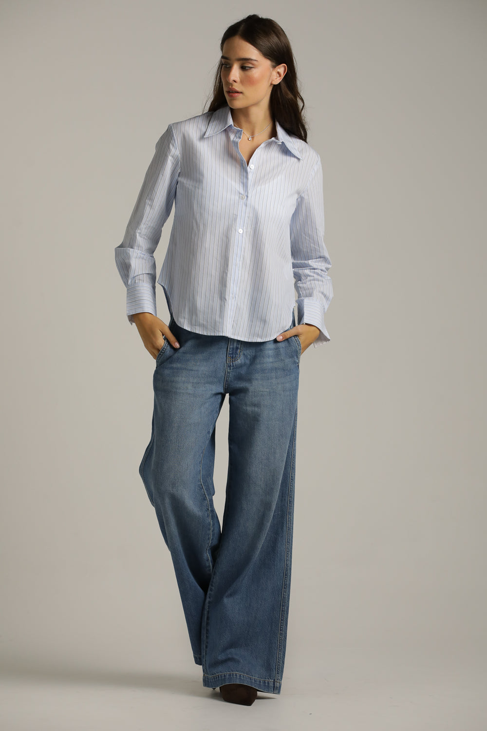 חולצה מכופתרת בטקסטורת פסים | קנת קול