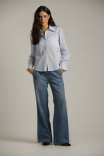 חולצה מכופתרת בטקסטורת פסים | קנת קול