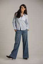 חולצה מכופתרת בטקסטורת פסים | קנת קול