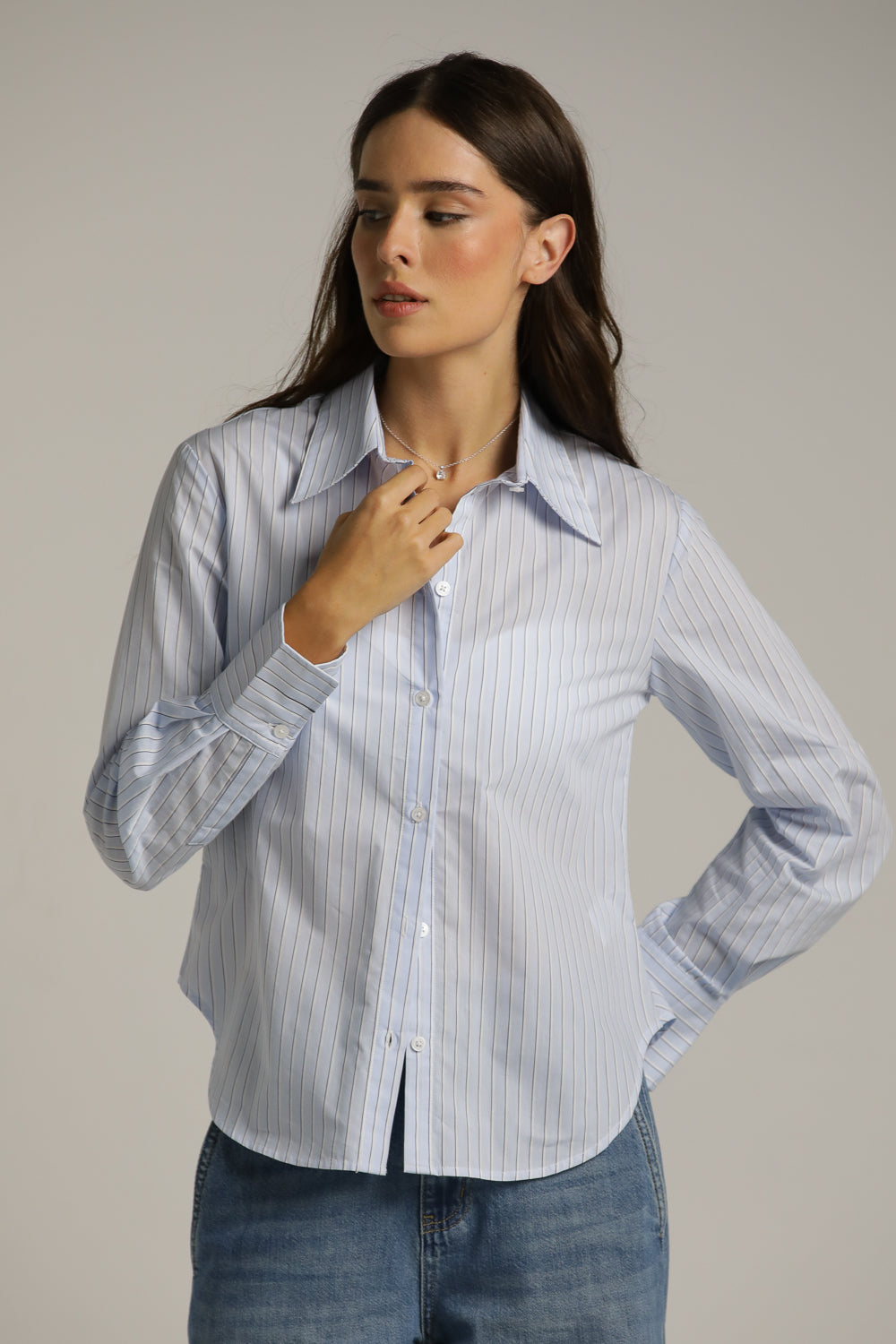 חולצה מכופתרת בטקסטורת פסים | קנת קול