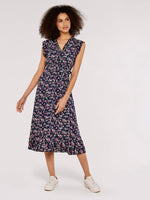 שמלת מקסי פרחונית בצבע נייבי - MASHBIR//365