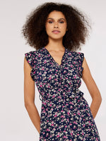 שמלת מקסי פרחונית בצבע נייבי - MASHBIR//365