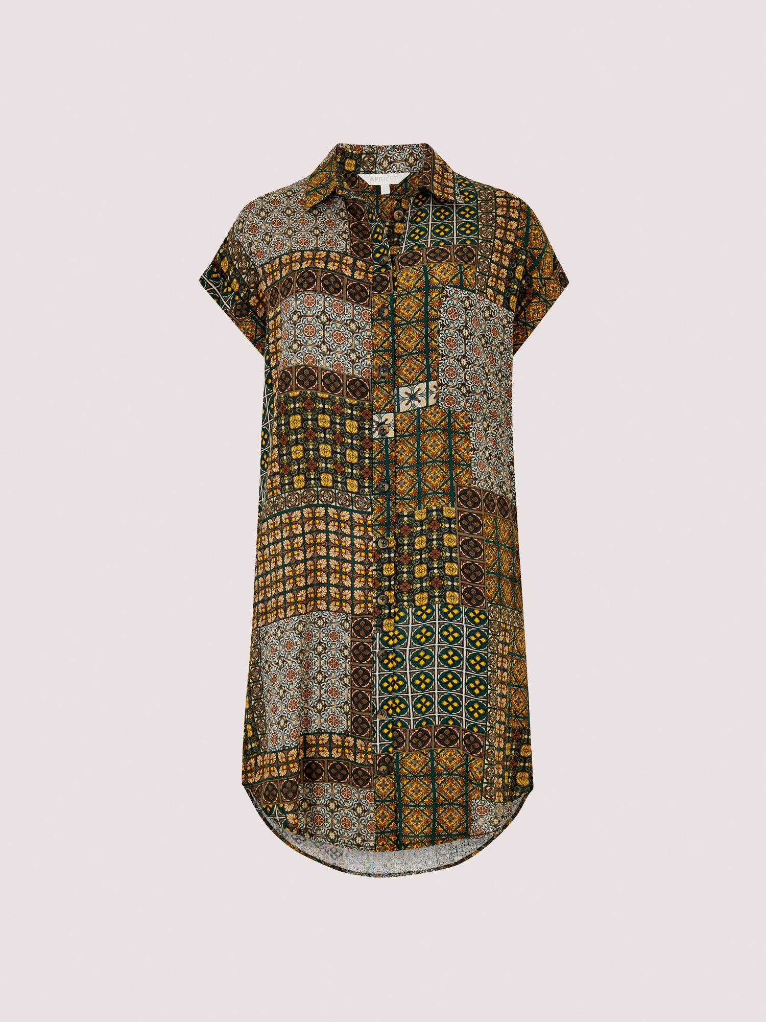 שמלת מיני עם טלאים בצבע ירוק זית - MASHBIR//365