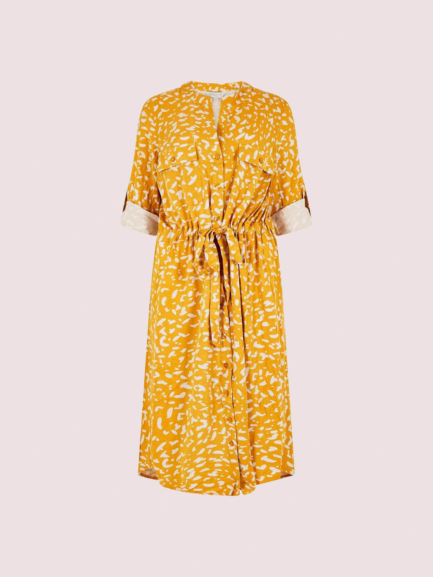 שמלת מידי עם כפתורים בצבע צהוב - MASHBIR//365