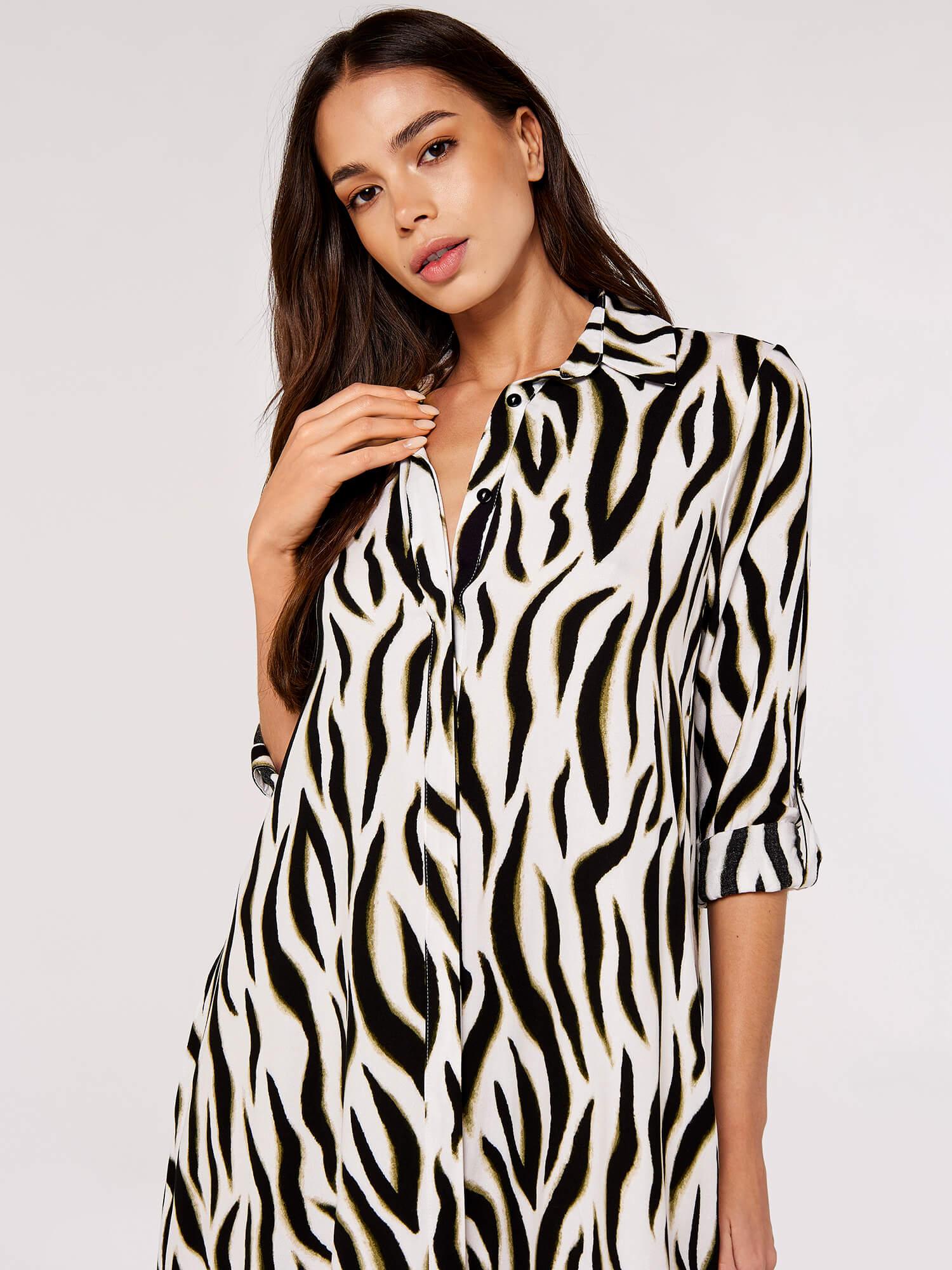 שמלת מידי זברה בצבע קרם - MASHBIR//365