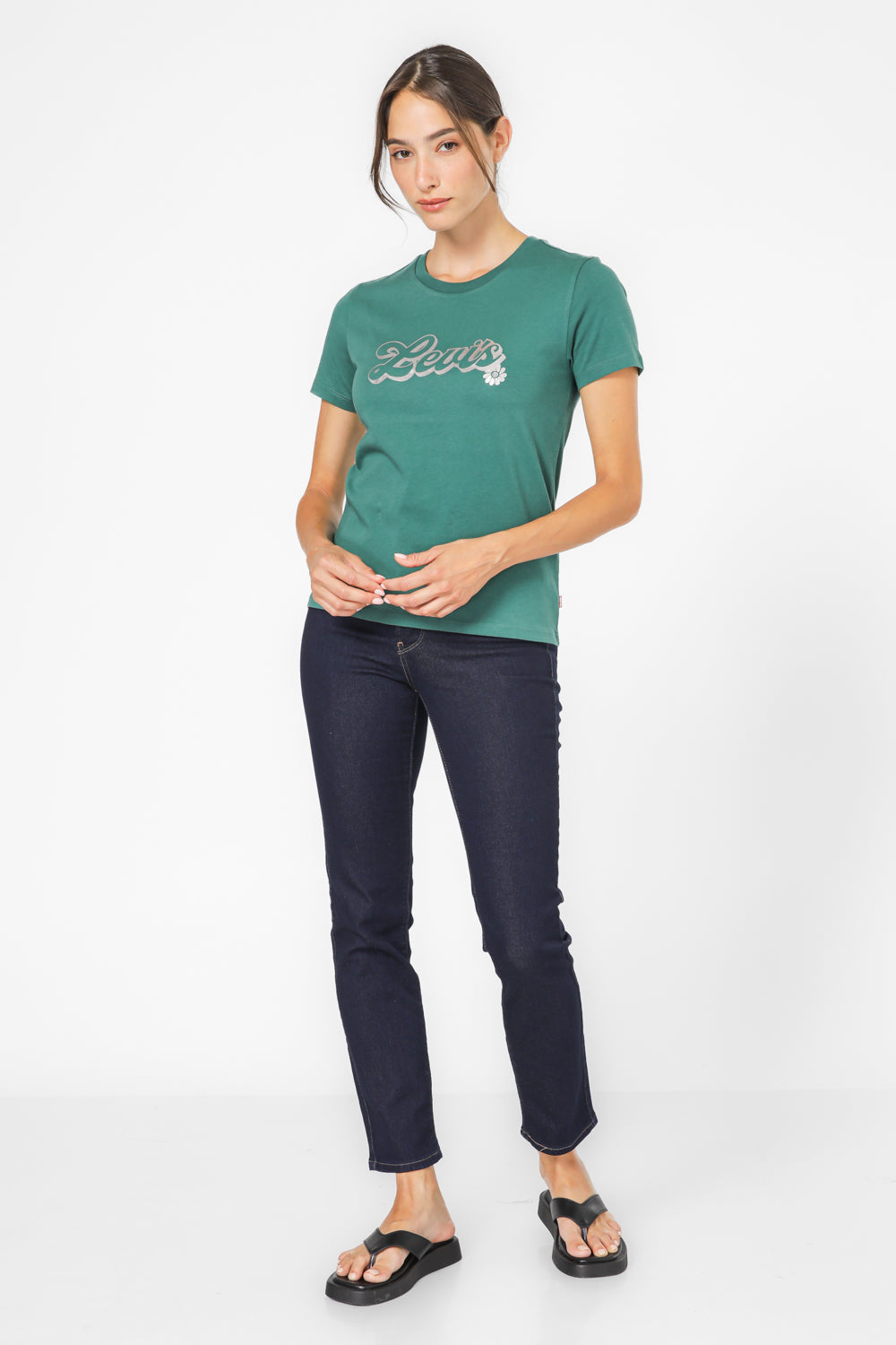 טישירט הדפס לוגו בצבע ירוק