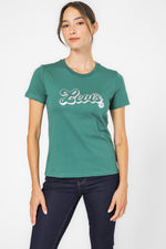 טישירט הדפס לוגו בצבע ירוק