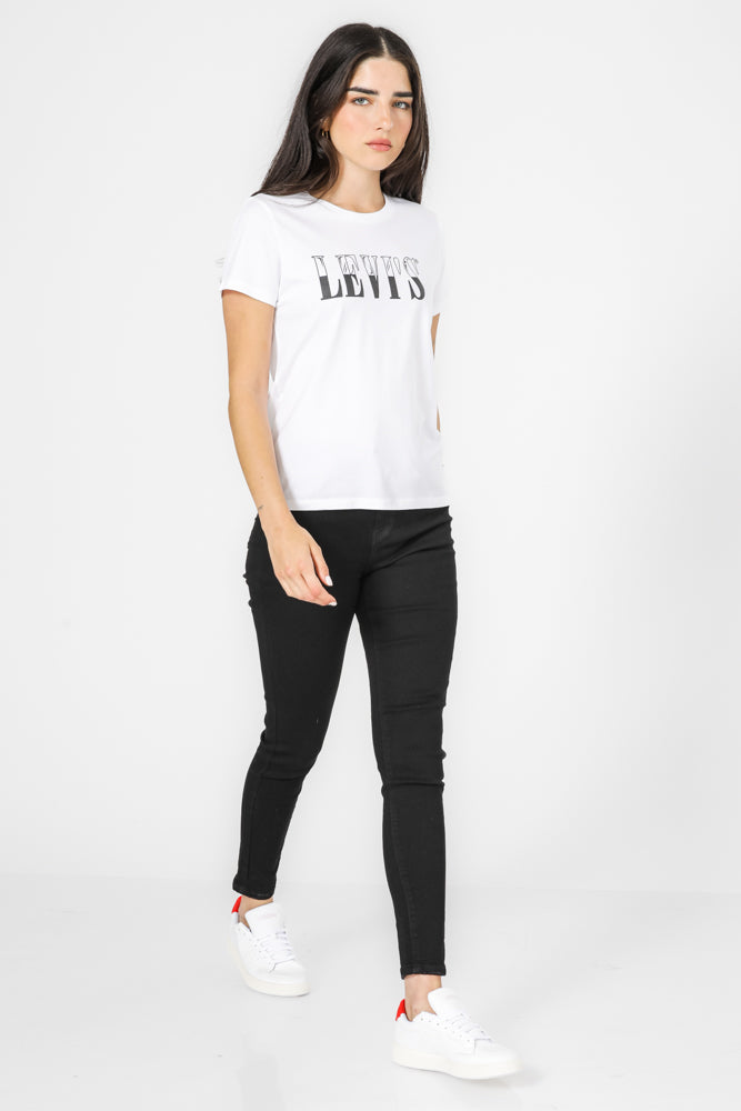 טישירט עם הדפס בצבע לבן