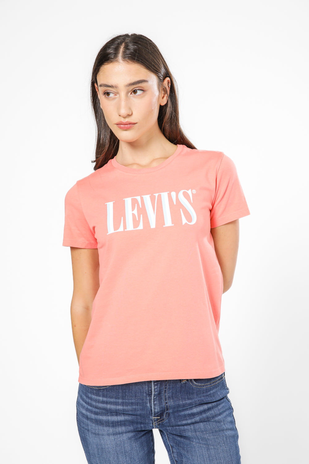 טישירט עם לוגו בצבע אפרסק