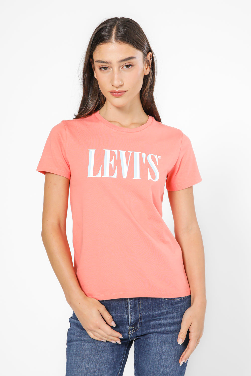 טישירט עם לוגו בצבע אפרסק