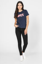 טישירט עם הדפס ורוד בצבע נייבי