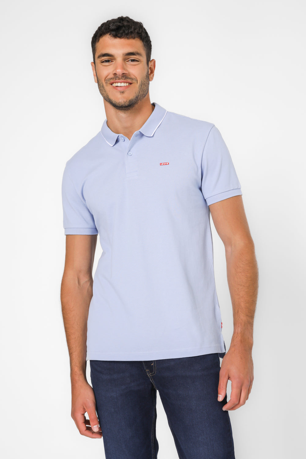 חולצה פולו עם לוגו בצבע תכלת