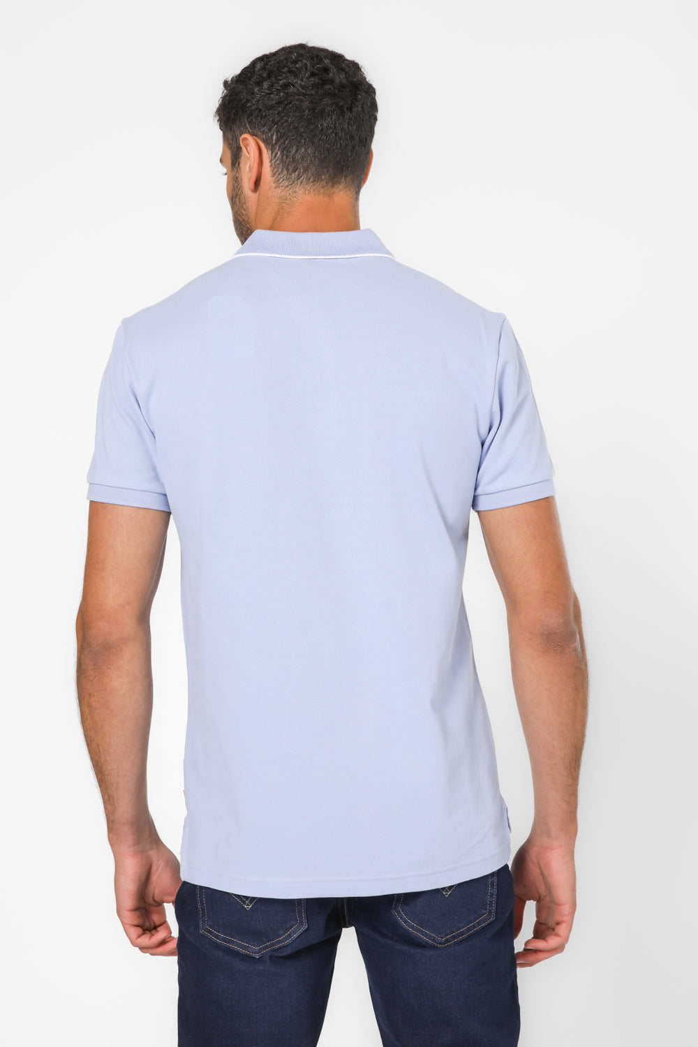 חולצה פולו עם לוגו בצבע תכלת