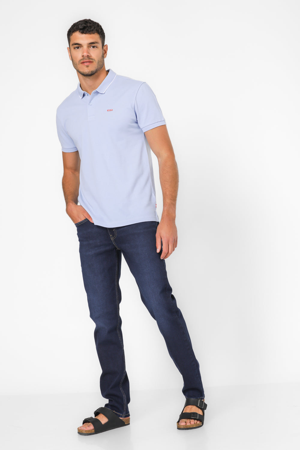 חולצה פולו עם לוגו בצבע תכלת