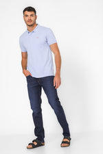 חולצה פולו עם לוגו בצבע תכלת